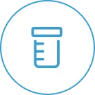 Group 1 Blue outline of a laboratory vial or test tube inside a blue circle on a white background.