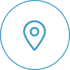 Group 2 Blue location pin icon inside a blue-bordered circle on a white background.