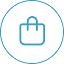 Group 2 Blue shopping bag icon inside a blue circle on a white background.