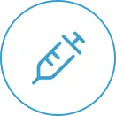 Group 4 Blue syringe icon inside a thin blue circle on a white background.